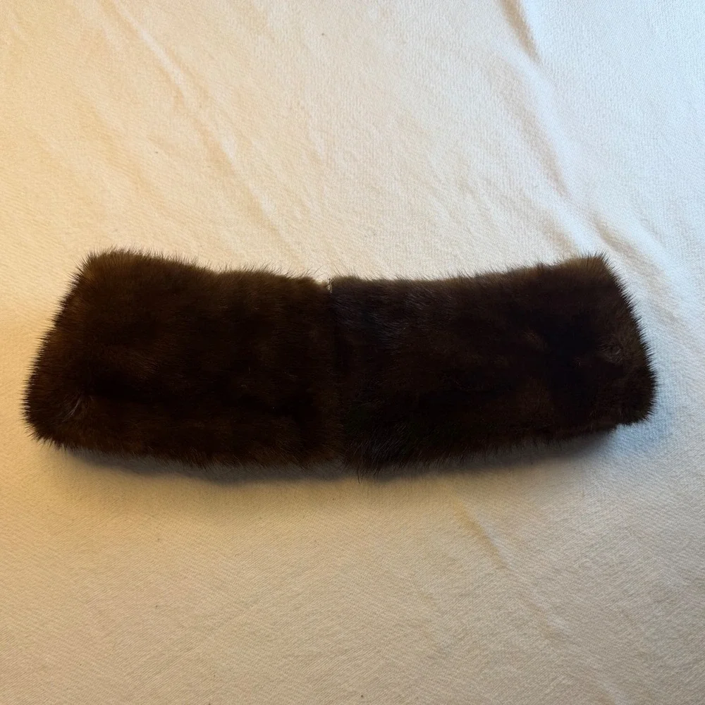 Vtg‎ Genuine Mink Fur Collar Mahogany Brown Detachable Wrap Scarf Trim Accessory